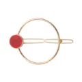 Pinza de pelo geométrica de mármol elegante, pasador dorado chic para uso diario. - Rojo Redondo