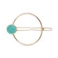 Pinza para el pelo geométrica dorada con diseño de mármol turquesa, accesorio de verano elegante. - Verde Redondo