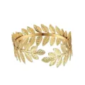 Squisito cerchietto con foglie d'oro da donna, elegante accessorio per capelli stile romano nozze. - Bracciale da braccio a tre foglie dorato