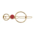 Pinza de pelo geométrica dorada con inserción redonda de mármol rojo, accesorio de verano. - Pinzas para el pelo en forma de 8 rojas