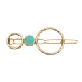 Horquilla geométrica de metal con detalle de piedra turquesa, accesorio de moda elegante. - Pinzas para el pelo en forma de 8 verdes