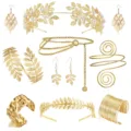 Set di gioielli da sposa in perle di foglia d'oro con cerchietto a corona orecchini e bracciali. - Set catena da vita e cerchietto S44