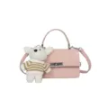 Sac à main chic en cuir rose avec joli pendentif en peluche d'ours, sac bandoulière tendance. - Avec Pendentif / Rose