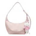 Sac à bandoulière hobo rose élégant pour femme, sac croissant tendance avec pendentif en peluche. - Avec Pendentif / Rose