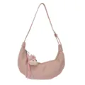 Sac bandoulière croissant rose avec mignon pendentif chien en peluche noeud sac hobo décontracté - Avec Pendentif / Rose