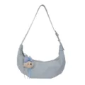 Sac bandoulière croissant en cuir PU bleu clair sac hobo décontracté pour femme usage quotidien - Avec Pendentif / Bleu
