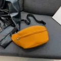 Borsa a tracolla casual in nylon giallo, elegante marsupio minimalista per donna quotidiana. - Marrone