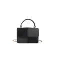 Sac a main femme elegant design patchwork sac bandouiliere avec poignee et chaine noir - Noir
