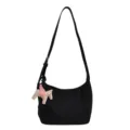 Sac à épaule noir en cuir pour femme sac bandoulière minimaliste avec charm pégase élégant - Avec Pendentif / Noir
