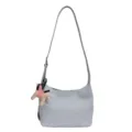 Sac porte epaule minimaliste en cuir gris avec charm pegase mignon sac fourre-tout femme chic - Avec Pendentif / Bleu