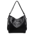 Sac a dos epaule femme multifonction en cuir PU noir grande capacite sac tendance casual - Noir