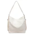 Sac à bandoulière en cuir blanc cassé, sac à dos convertible, fourre-tout tendance chic. - Blanc Cassé