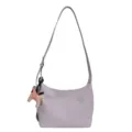 Lavender purple pebble leather underarm shoulder bag with cute winged horse charm accessory. - Purple