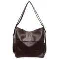 Sac cabas bandoulière multifonction rétro pour femme, grand sac à dos en cuir PU décontracté. - Café