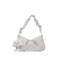Sac à main imprimé rose avec joli pendentif nuage, poignée froncée sac de mode décontracté - Avec Pendentif / Rose