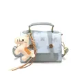 Chic sac à bandoulière bleu avec pendentif cheval et poignée, sac à main mode et quotidien. - Avec Pendentif / Bleu