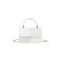 Trendy white mini crossbody bag with top handle and chic patchwork design for women. - White