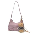 Sac à épaule PU violet avec motif d'étoiles, détail de nœud et charmant pendentif d'ours en peluche. - Avec Pendentif / Violet
