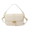 Élégant sac à bandoulière en cuir PU blanc pour femme, sac sous les bras chic avec métal doré. - Blanc