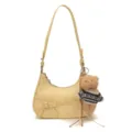 Sac à bandoulière hobo jaune clair avec un joli nœud et un pendentif ours en peluche adorable. - Avec Pendentif / Jaune