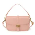 Chic sac à épaule en cuir rose pour femmes, élégant sac bandoulière aux finitions dorées. - Rose