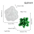 Silicone succulent plant mold detail shot showing dimensions, size, and weight specs clearly. - Succulent GL014-9