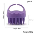 Cepillo masajeador de cuero cabelludo morado ecológico de paja de trigo con mango - Estilo de Mano Engrosado / Púrpura (Dientes Largos)