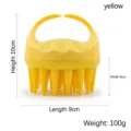 Cepillo masajeador de cuero cabelludo amarillo con medidas 9x9x10cm - Estilo de Mano Engrosado / Amarillo (Dientes Largos)