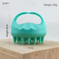 Grüne Silikon-Kopfhautmassagebürste mit Griff, Größe 7,5 x 8 cm, leichtes Gewicht 65 g - Handheld-Stil ohne Hülle / Grün