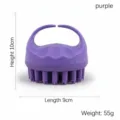 Lila Kopfhaut-Massagebürste und Haarwaschbürste mit ergonomischem Weizenstrohgriff - Rotierender Handheld-Stil / Lila