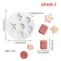 Silicone mold details showing cookie shapes, dimensions, and finished miniature pieces clearly. - Cookie Style (GP440-3)