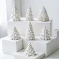 White plaster Christmas tree aroma diffuser stone decorative ornaments, multi-style set. - Plaster Christmas Molds
