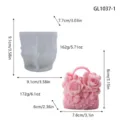 Stampo in silicone per borsa a mano con rose 3D e prodotto finito con indicazione di taglia. - Borsa a Rose (GL1037-1)