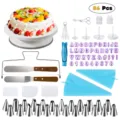 86-teiliges kuchen dekorieren set drehteller spuetzbeutel spatel buchstaben formen - Basis Backwerkzeug Kit (T00032) / 86-teiliges Set