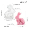Detailed dimension diagram of 3D bunny silicone mold with floral pattern for DIY craft. - 3D Carved Rabbit (GP429-3)