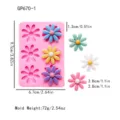 6-hole daisy silicone mold for baking chocolate cake decoration and DIY crafts with precise size specs. - 6-Hole Daisy Style (GP670-1)