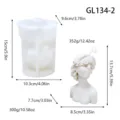 Abstract portrait silicone mold and scented candle variant with detailed size specs. - Large Blindfolded Girl GL134-2