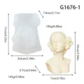 Silicone mold for abstract female portrait candle and resin craft with detailed size guide. - Girl with Closed Eyes G1676-1