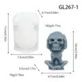 Silicone mold for DIY scented candles and resin crafts, skull head figure with dimensions. - Hear-No-Evil Skull GL267-1