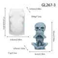 Silicone mold and skeleton candle ornament set with detailed dimensions and weight specs. - Speak-No-Evil Skull GL267-3