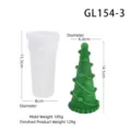 Moule à bougie en silicone sapin de Noël avec design vert, indications de taille et poids. - GL154-3
