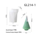 Moule en silicone pour bougie sapin de Noel avec dimensions et poids finis de l'article. - GL214-1