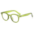 Gafas redondas translúcidas verdes anti luz azul estilo vintage con remaches para hombre y mujer. - Verde Transparente