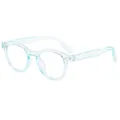 Gafas redondas transparentes de gelatina anti luz azul con remaches de metal retro - Azul claro