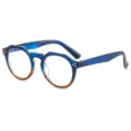 Modische blau braune retro runde Blaulichtfilter Brille stilvolles Gestell für Damen - Blau-Orange Farbverlauf