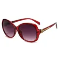Occhiali da sole donna grande montatura con lenti sfumate e chic decoro a rosa dorata elegante. - Montatura Rosso Vino Grigio Sfumato