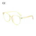 Transparente gelbe runde Blaulichtfilter Brille Retro Mode optische Brillen fuer Damen. - Runder Großer Rahmen (C2) / Gelb