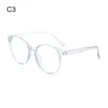 Transparente runde Blaulichtfilter Brille, klare Kunststoff Brillenfassung für Damen und Herren. - Runder Großer Rahmen (C3) / Blau