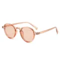 Trendige transparente rosafarbene Sonnenbrille mit runden Gläsern für Damen und Herren, UV-Schutz. - Tee-Rahmen Tee-Linse