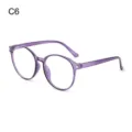 Lila runde Blaulichtfilter Brille, stilvolle Bonbonfarbe Vollrand Retro Brillen Modell. - Runder Großer Rahmen (C6) / Lila